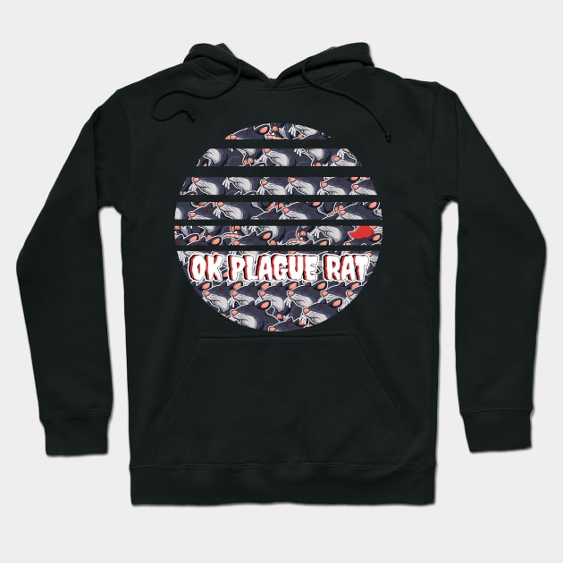 OK Plague Rat One Red Hat Crowd Design Retro Sun Shape Hoodie by aaallsmiles